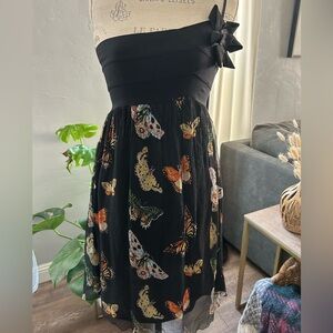 vintage Max Studio silk butterfly print mini dress.